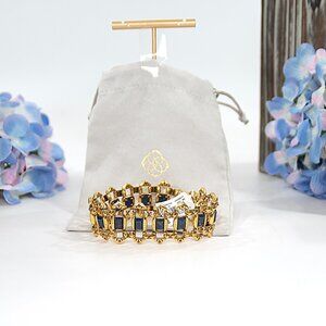 Kendra Scott Antique Gold Lapis Catherine Statement Chain Bracelet M/L NWT $225